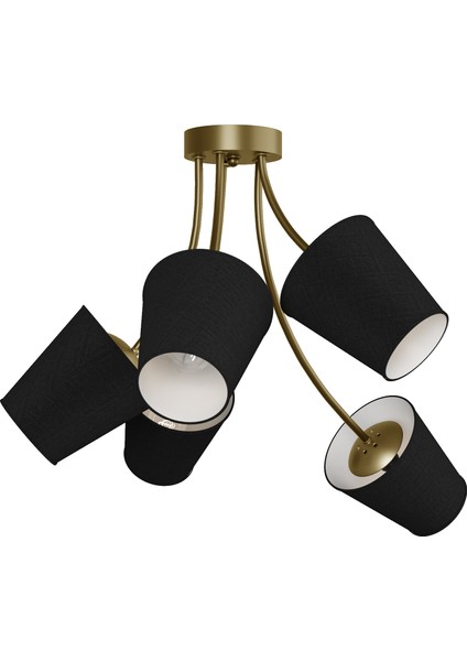 Allegra Modern Eskitme Metal Gövdeli Siyah Kumaş Şapkalı 5'li Avize | Modern Salon Aydınlatması fırsatları