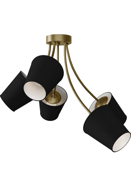 Allegra Modern Eskitme Metal Gövdeli Siyah Kumaş Şapkalı 5'li Avize | Modern Salon Aydınlatması indirimleri