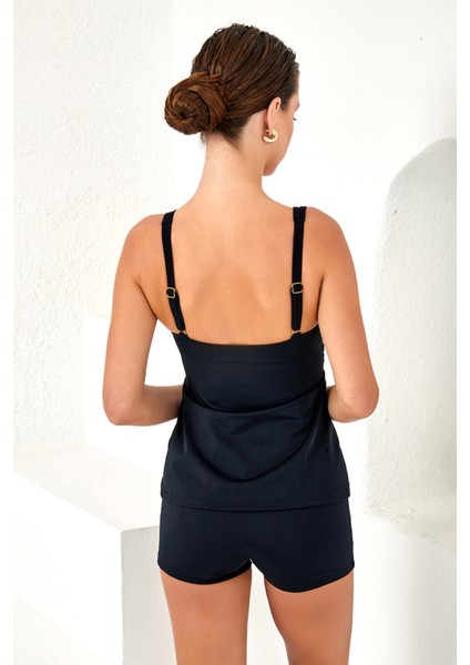 Sıfır Kol Şortlu Yarı Kapalı Mayo 4501 Siyah modelleri