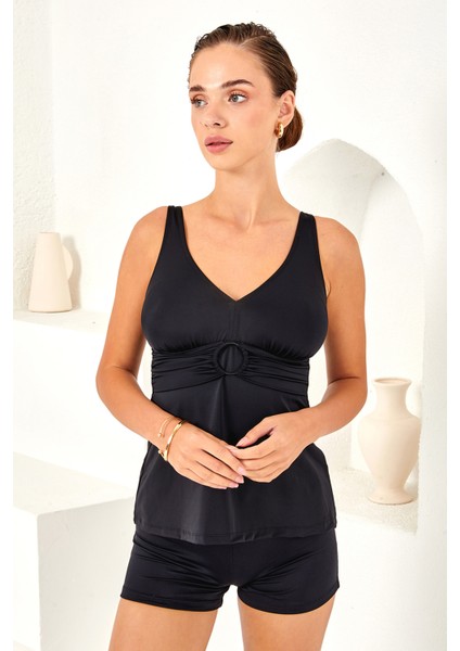 Sıfır Kol Şortlu Yarı Kapalı Mayo 4501 Siyah fırsatları