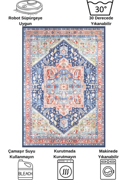 Kilim Motifli Saçaklı Klasik Kaymaz Taban Halı