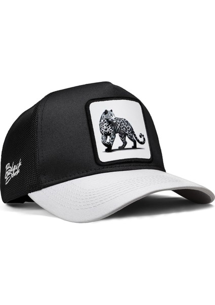 V1 Trucker Panter - 5bs Kod Logolu Unisex Beyaz Siperli-Siyah Şapka