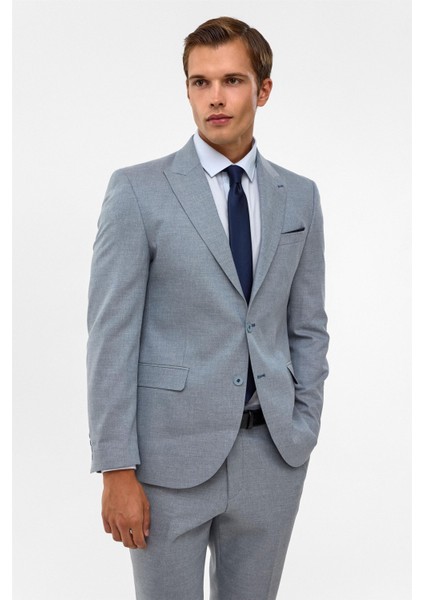 Saks Mavi Slim Desenli Mono Yaka 6 Drop Takım Elbise fiyatları