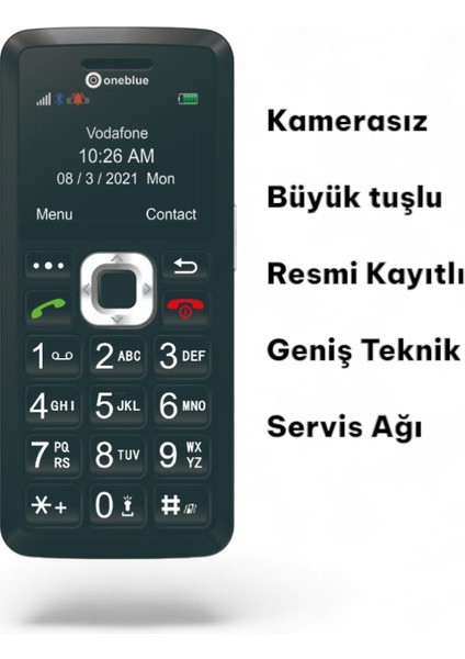 DS01 Tuşlu Cep Telefon - Kamerasız, Büyük Tuşlu, Type-C Şarj, Fm Radyo, Bluetooth,Kablolu Kulaklık Hediyeli,Yaşlılar,Çocuklar ve Askerler İçin Uygun fiyatları
