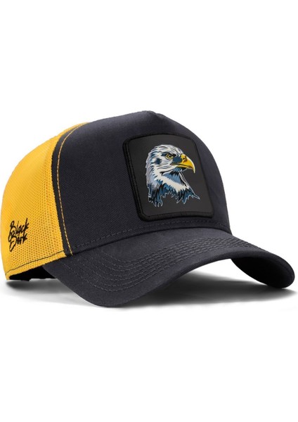 V1 Trucker Kartal - 5sb Kod Logolu Unisex Koyu Antrasit-Sarı Şapka (Cap)