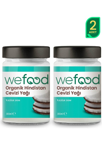 Wefod Organik Hindistan Cevizi Yağı 300 ml 2'li (Soğuk Sıkım) 8681749104055