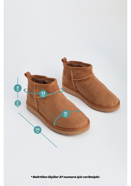Kadın İçi Kürklü Günlük Bot Pasep Taba Süet