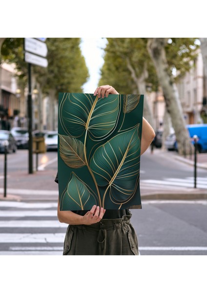 Çerçevesiz Poster , Dijital Baskı , Soyut Yeşil Yaprak