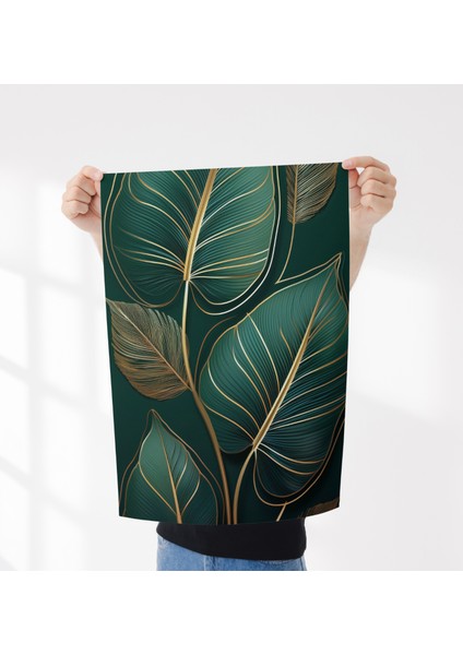 Çerçevesiz Poster , Dijital Baskı , Soyut Yeşil Yaprak