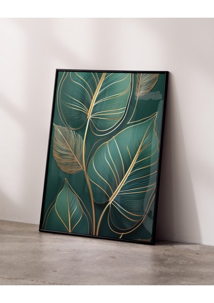 Çerçevesiz Poster , Dijital Baskı , Soyut Yeşil Yaprak
