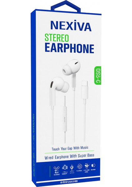 Type-C Girişli Hd Mikrofonlu Stereo Kablolu Type-C Kulaklık Xiaomi-Oppo-Redmi-Huawei-Apple iPhone Samsung Uyumlu modelleri