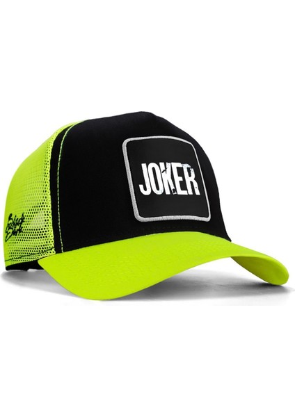 V1 Trucker Joker - 1 Kod Logolu Unisex Neon Siperli Neon-Siyah Şapka (Cap)