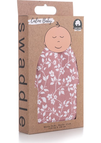 %100 Pamuk Premium & Hafif Müslin Bezi Örtüsü I 120x120 cm I Gülkurusu I Menekşe Desenli & 4 Adet Ağız Mendili 27x27cm fırsatları