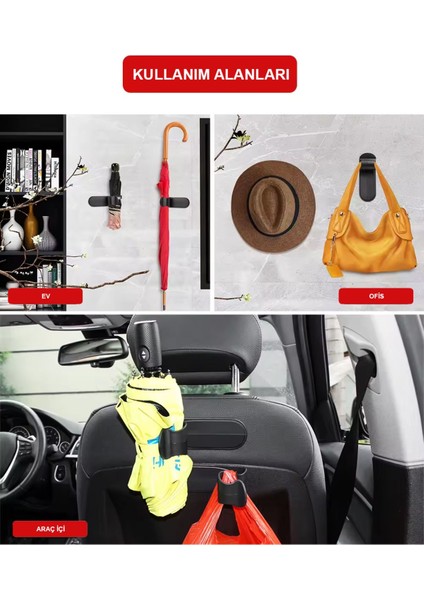 Araç Içi Şemsiye Tutucu Torpido ve Kapı Cebi Için Yapışkan Kanca Askı Çok Fonksiyonlu Araç Içi Organizer