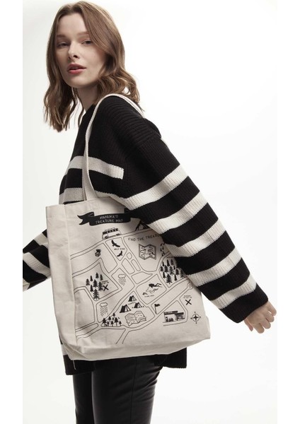 Baskılı Körüklü Bez Çanta Manuka Map indirimleri