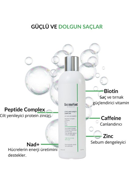 Saç Dökülmesine Karşıı Şampuan Yağlı Saçlar Için Nad+ , Peptide Complex , Zinc, Biotin, Caffeine modelleri