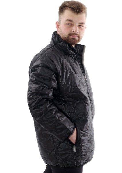Mode Xl Erkek Büyük Beden Dik Yaka Kışlık Mont U24610 Siyah