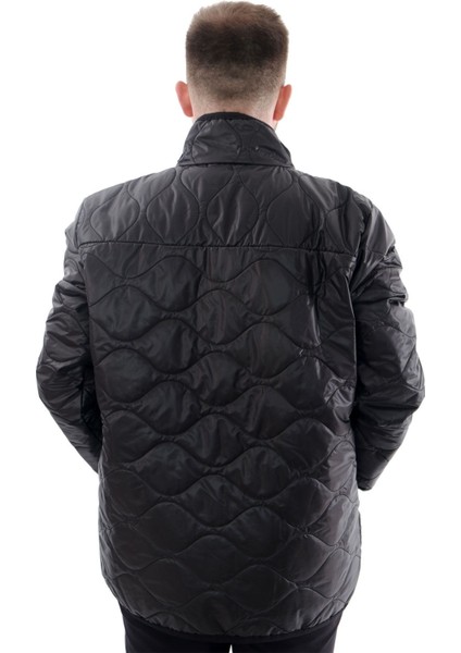 Mode Xl Erkek Büyük Beden Dik Yaka Kışlık Mont U24610 Siyah