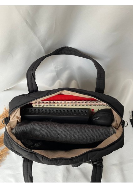 Siyah Geniş Büyük Yavrulu Çanta Evrak Okul Iş Çantası Kol ve Omuz Laptop Şık Spor Pinterest Çanta