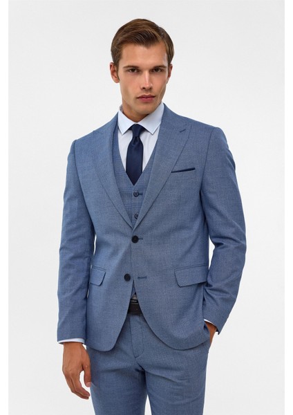 Buz Mavi Slim Armürlü Sivri Yaka 6 Drop Takım Elbise fiyatları