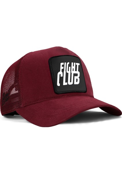 V1 Trucker Fight Club - 11 Kod Logolu Unisex Bordo Şapka (Cap)