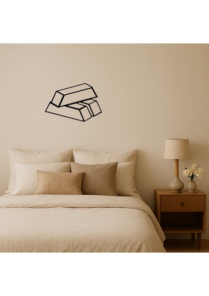 Altın Çubuk Motifli Mdf Dekoratif Tablo - PHN3382-8283