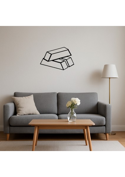 Altın Çubuk Motifli Mdf Dekoratif Tablo - PHN3382-8283 fırsatları