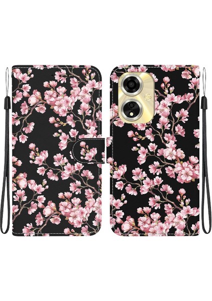 Oppo F25 Pro 5g Kart Yuvaları Için Kılıf Cüzdan Kelebek Çiçek Boyalı Pu (Yurt Dışından)