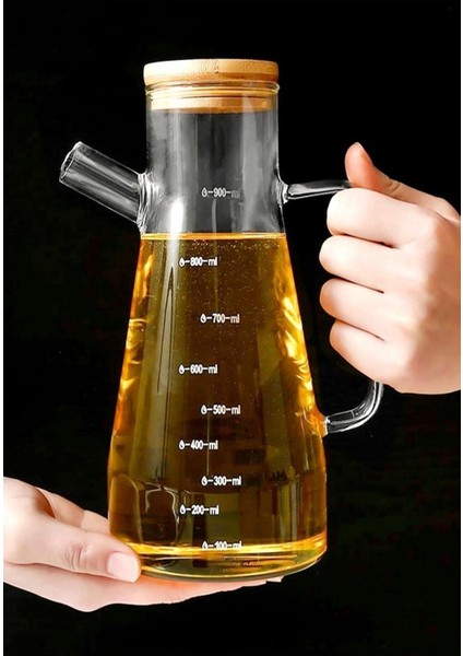 Borosilikat Cam Yağlık, Bambu Kapak, 900ML Şık ve Dayanıklı Tasarım fiyatları