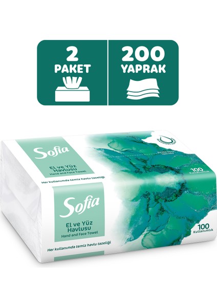 100'lü El ve Yüz Havlusu 2 Paket Yumuşak Doku ile Mükemmel Kurulama Sağlar