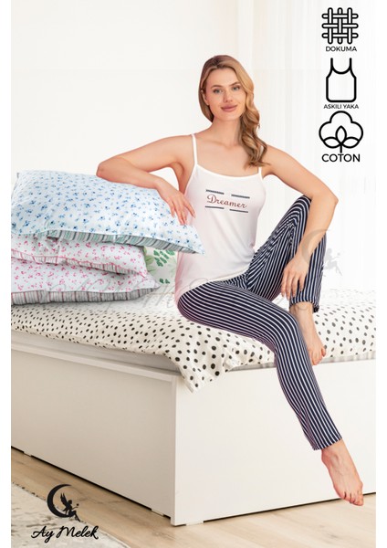 Ay Melek Kadın Pijama Takımı Pamuklu Lüx Askılı Pijama Seti fiyatları