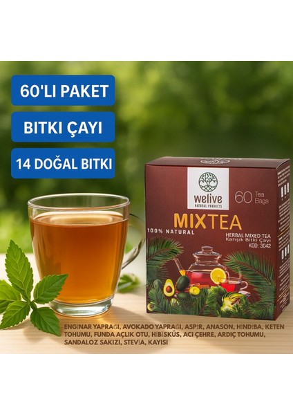 MixTea 60'lı Süzen Çay - Doğal Bitkilerle Hazırlanmış Ferahlatıcı Çay