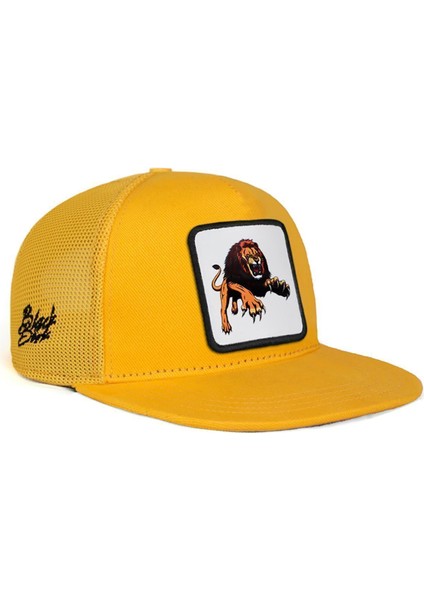 V1 Kids Hip Hop Aslan - 2 Kod Logolu Unisex Sarı Trucker Çocuk Şapka(Cap)