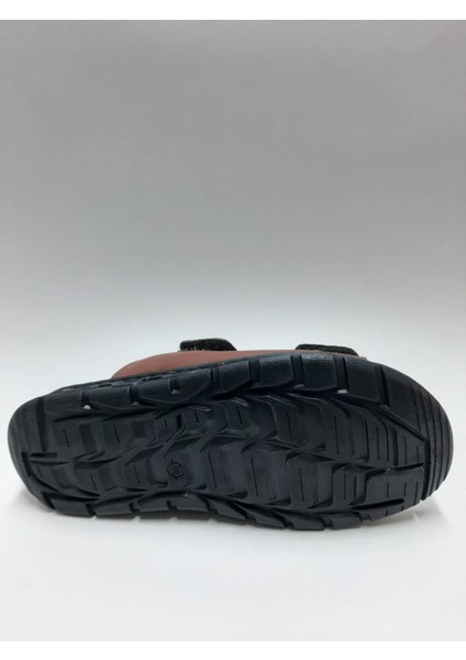 Hakiki Deri Çift Cırtlı Burnu Açık Rahat Taba Rengi Erkek Terliği C-96095MRT fırsatları