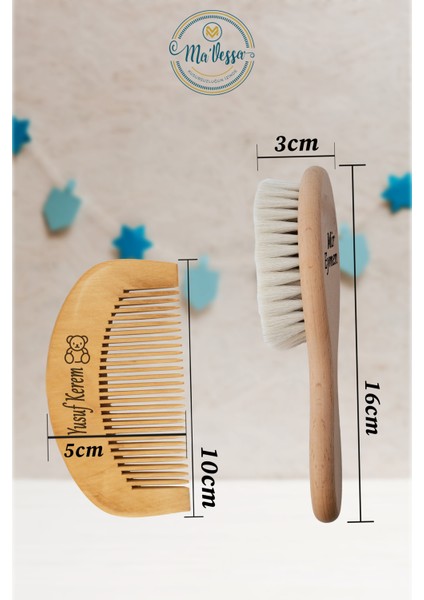 İsme Özel Doğal Keçi Kılı Bebek Saç Fırçası ve Ahşap Makrome Tarak 2'li Bebek & Çocuk Bakım Seti fiyatları