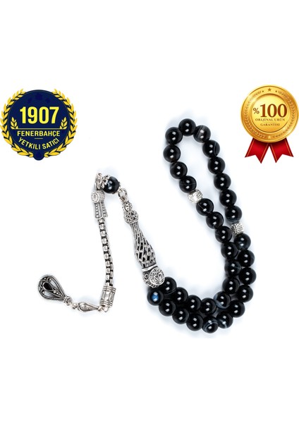 Fb Siyah Akik Doğaltaş Tespih