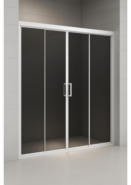 Duşakabin Füme Temper Cam Ön Cephe Beyaz Profil - Yükseklik: 190 cm