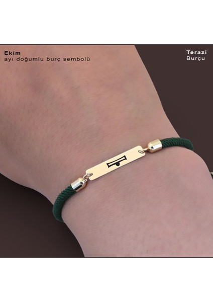 Altın Plakalı 14 Ayar Ekim Ayı Doğumlarına Dikdörtgen Motifli Yeşil Örgülü Hediye BILEKLIK-554AY fırsatları