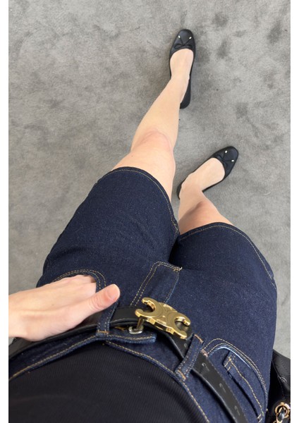 Regular Premium Denim Şort- Koyu Lacivert indirimleri