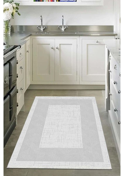 Mutfak Halısı – Kaymaz Dot Tabanlı, Yumuşak Dokulu, Yıkanabilir, Modern Tasarım (1250 Gri)