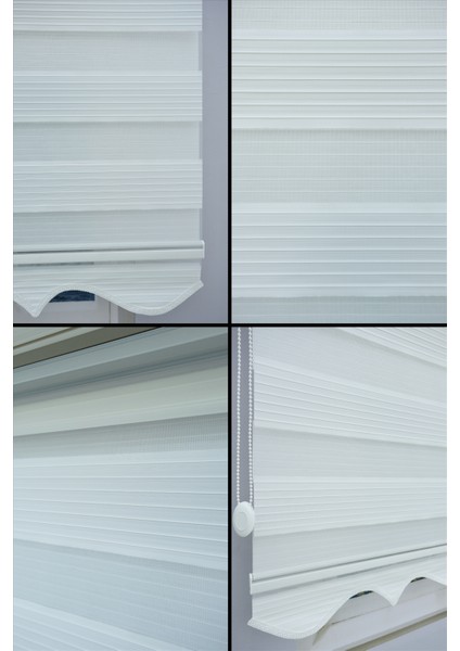 Kırık Beyaz Pliseli Zebra Stor Perde - Eteği Dilimli - Alüminyum Kasa ve Boru fırsatları