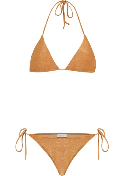 Lurex Hardal Üçgen Bikini Takım