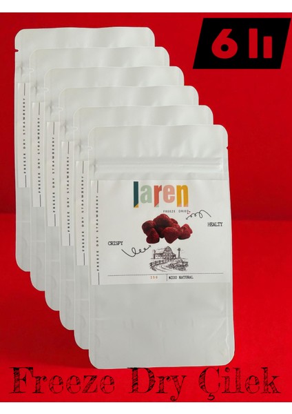 Çilek- Dondurularak Kurutulmuş Meyve - Freeze Dry Kuru Meyve 15gr-6'lı