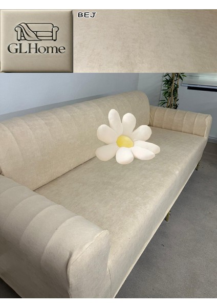 Süet Detaylı Angora Kumaş 3lü Komple Giydirme Kanepe & Çekyat, Bohem, Porto, Vb. Model Koltuk Kilifi