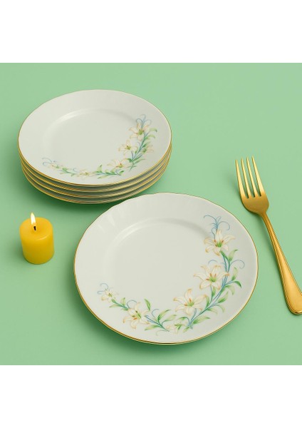 Diana Altın Yaldızlı Çiçekli 6'lı Pasta Tabağı