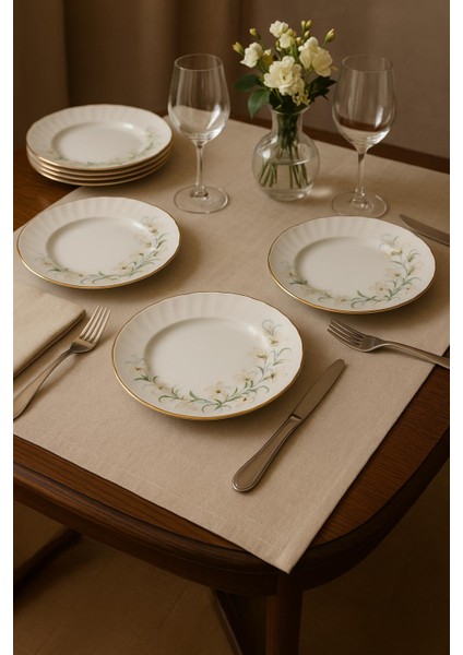 Diana Altın Yaldızlı Çiçekli 6'lı Pasta Tabağı fiyatları