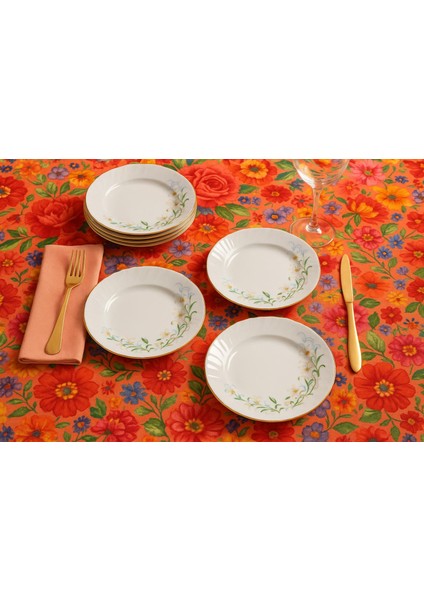 Diana Altın Yaldızlı Çiçekli 6'lı Pasta Tabağı modelleri