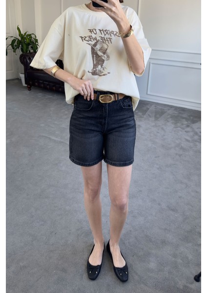 Regular Premium Denim Şort- Gri indirimleri