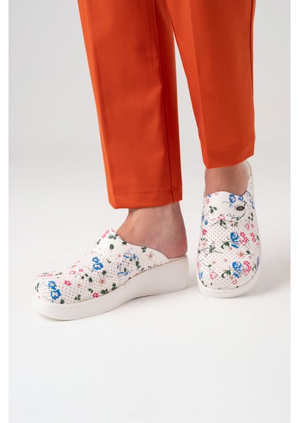 Çiçekli Plus Prestij Kadın Sabo Terlik Ortopedik Doktor Hemşire Hastane Terliği