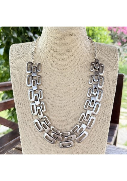 Dikdörtgenler Şekilli Kadın Kolye Gümüş Kaplama Ayarlanabilir El Yapımı Kadın Kolye fiyatları